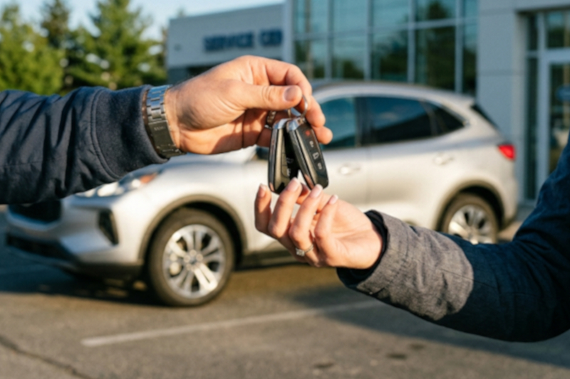 Client recevant de nouvelles clés de voiture après avoir perdu celles de sa voiture